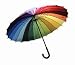 Full Size Multicolored 24 Inch Rainbow Color Wheel Wooden Shaft Umbrella