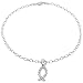 Italian Sterling Silver Religious Themed Link Anklet, Christian Faith Fish