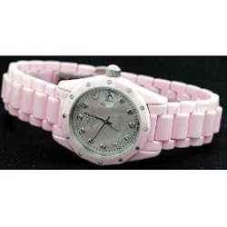 ONISS LADIES PINK CERAMIC SWISS DIAMOND WATCH