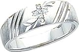 14K White Gold Diamond Cross Mens Ring Sz 10