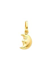 14K Yellow Gold Half Moon Face Charm Pendant