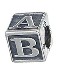 Sterling Silver Baby Block Zable Bead Charm BZ2082