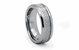  : Tungsten Carbide Ring with White Carbon Fiber Inlay 8mm
