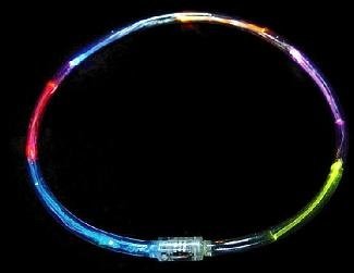 LED Color Flashing Tube Necklace, clear tube, multicolor lights, daisy-chainable