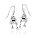 Moveable Detailed Sterling Silver FROG Face and Legs Hook Earrings