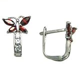 31I5G4UwLEL. SL160  14K White Gold Butterfly January Birthstone Leverback Earrings