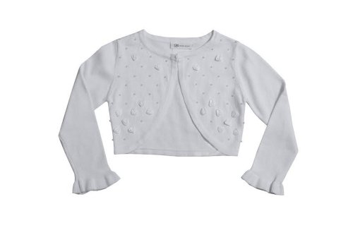 White Rose Beaded Cardigan Sweater