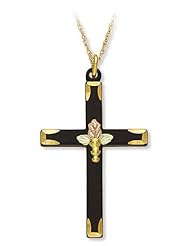Landstroms Black Hills Gold Black Enamel Cross Necklace - 06008