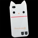 White Rilakkuma Cute Cat TPU Soft Case For iPhone 4