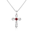 Sterling Silver Created Ruby Cross Pendant, 17-19"