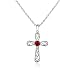 Sterling Silver Created Ruby Cross Pendant by Cheline, 17-19