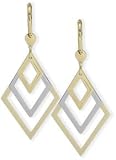 10 Karat Two-Tone Gold Three Diamond Earrings