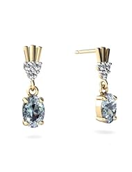 Genuine Aquamarine 14kt Yellow Gold Dangle Drop Earrings