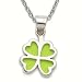 Sterling Silver 1/2 Stained Glass Celtic Four Leaf Clover Necklace on 18 Chain