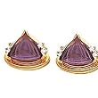 14K Yellow Gold Fancy Cut Amethyst and Diamond Earrings