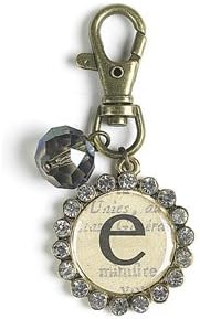 Monarch Inspirations Antiqued Initial E Keychain with Bead Charm M-RK-E