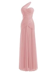 Chiffon Pleated One Shoulder Sleeveless Bridesmaid Dress 