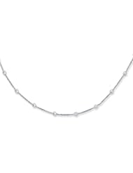 10" 14K White Gold 1.50mm (0.06") Cable Link Chain w/ 9 Round Faceted Clear Cubic Zirconia (CZ) Anklet w/ Lobster Clasp