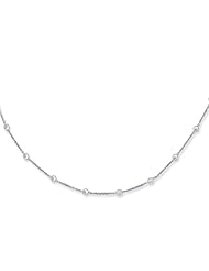 16" 14K White Gold 1.50mm (0.06") Cable Link Chain w/ 17 Round Faceted Clear Cubic Zirconia (CZ)