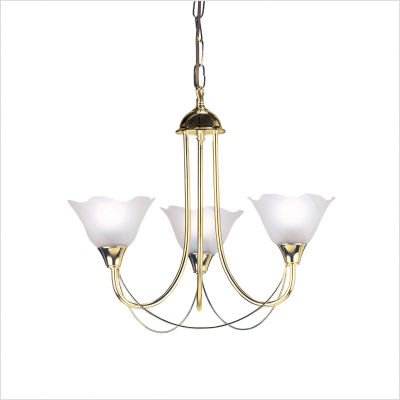 Endon 3 Arm Ceiling Light/Polished Brass Finish With Acid Swirl Glass Shade/Max 1X60W SES