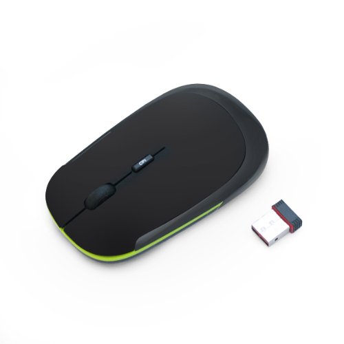 Darktop - Wireless Optical Slimline Usb Mouse For Laptops/desktop Pc Xp/vista/windows 7 - Black With Lime Green Detail Picture