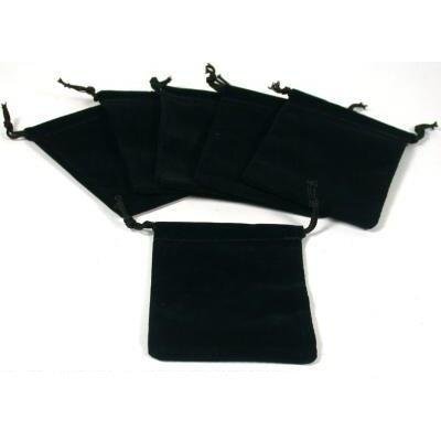 6 Pouches Black Velvet Drawstring Jewelry Bags 3