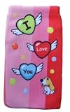 Original Handycop® Handysocke Tasche Etui aus Feinstrickmaterial - Motiv: I love you - 3 Herzen - Ich liebe dich - 65 x 110 mm passend für Emporia Elagance / LifePlus / Solid / Time