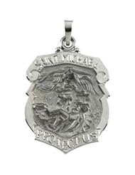 Clevereves 14K White Gold 27.00X21.00 mm Saint Michael Medal