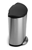 Simplehuman CW1953 Semi-Round Fingerprint-Proof Step-On 8-Gallon Waste Can, Brushed Stainless