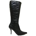 Womens Black Pointy Stiletto Knee High Boots