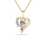 Amethyst and Diamond Heart MOM Pendant