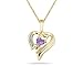 Amethyst and Diamond Heart MOM Pendant