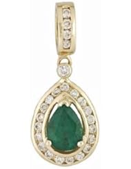 14K Yellow Gold Emerald and Diamond Pendant -- LIFETIME WARRANTY