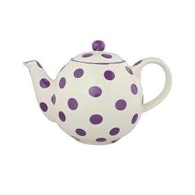 Dexam London Pottery 4 Cup Globe Teapot Aubergine Spots on Ivory
