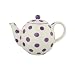 Dexam London Pottery 4 Cup Globe Teapot Aubergine Spots on Ivory