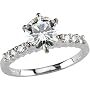 Polished 14k White-gold 1 1/4 CTTW Round Moissanite Engagement Ring