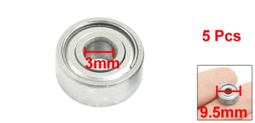 5Pcs 623ZZ Deep Groove Ball Bearings 9.5mm x 3mm x 4mm Silver Tone