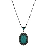 Aquamarine Hematite Tone Couture Inspired Pendant Necklace