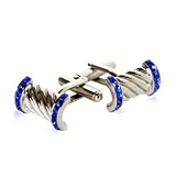 Vermeil Rope Cufflinks Adorned with Sapphire Blue Cubic Zirconia CZ with Presentation Box