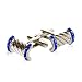 Vermeil Rope Cufflinks Adorned with Sapphire Blue Cubic Zirconia CZ with Presentation Box