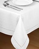 Hem Stitch Tablecloth in White