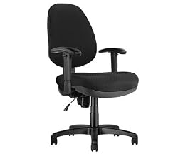 Via Terra, Adjustable Lumbar, Seat Slider, Mid Back, Medium Chair w/ Arms (Black Fabric)