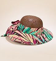 Wide Brim Tropical Palm Leaf Print Hat