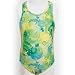 Girls Turtles Printed Green Racerback Swim Suit