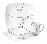Corelle Simple Lines Square 16-Piece Dinnerware Set, Service for 4