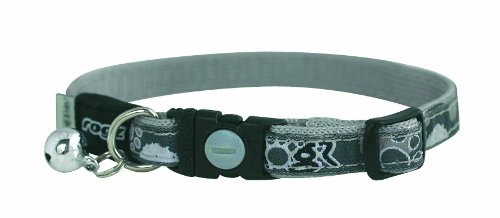 Adjustable Cat Collar with Safeloc Breakaway Clip - Black Paws Design, Small