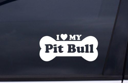 I Love My PIT BULL Sticker WHITE 7.5"x3.5" Free Shipping