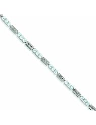 Genuine .925 Sterling Silver Aquamarine And Diamond Bracelet 5.5 Grams . 100% Satisfaction Guaranteed.