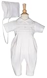 Waffle Pique Boy's Christening Baptism Coverall with Buttons