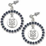 New York Mets Spirit Crystal Logo Wreath Earrings